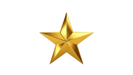 Golden star on transparent grid background