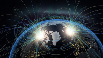 Global Network Connections Across Earth