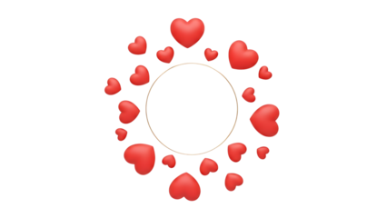 Red hearts in circular arrangement on checkered background