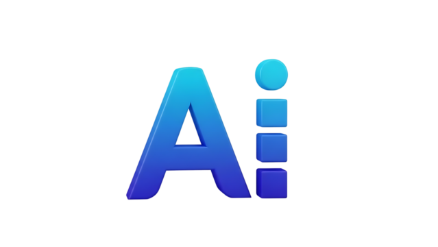 Blue and cyan 3D letter A with geometric shapes - Powered by Adobe