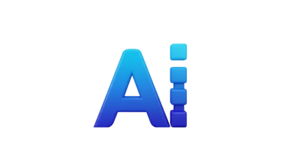 Blue and cyan letter A with blocks on transparent background