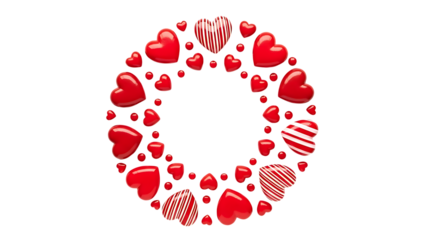 Red hearts and stripes in circular arrangement