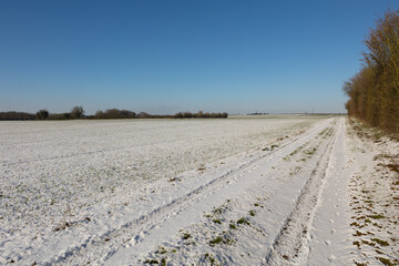 chemin de campagne enneig&eacute;