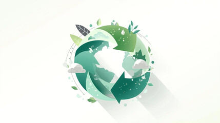 Sustainability Concept with Recycle Symbol and Green Leaves