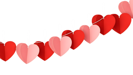 Heart-shaped garland on transparent background
