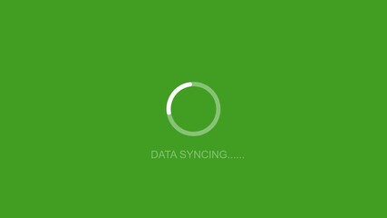 Data Syncing Animation Loading Progress Circle on green Background loading animation technology