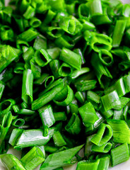 Freshly chopped green onions top view