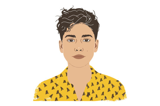 Business headshot of non binary person isolated illustration
