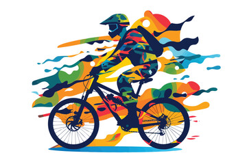 Obraz premium soldier person riding bicycle isolated illustration