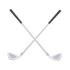 Crossed Golf Clubs Illustration with Modern Metallic Shaft and Detailed Club Head Isolated on White Background for Sports Logo, Golf Tournament and Championship Branding