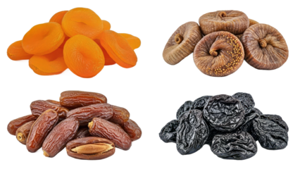 Close up of Dried Fruits Including Apricots Figs Dates and Prunes Botanical Food and Grocery Stock Photo.png