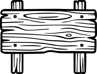 Empty wood sign silhouette with grain texture on white background.