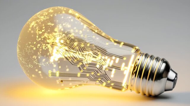 黒地に金色の回路をあしらった電球のコンセプトデザイン