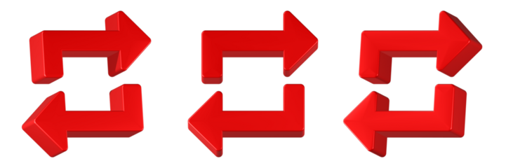 repeat icon 3d render red color