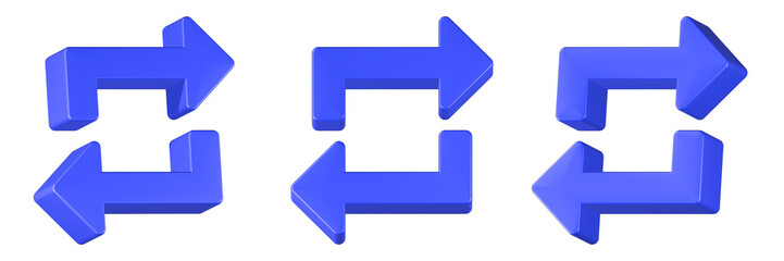 repeat icon 3d render blue color
