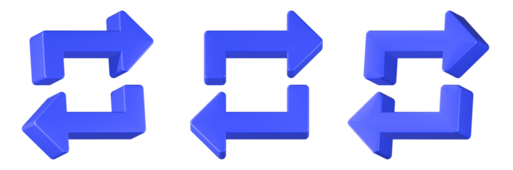 repeat icon 3d render blue color