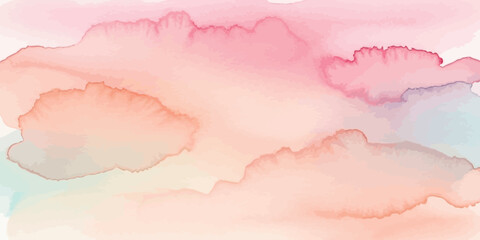 Fototapeta premium Pastel Pink and Peach Watercolor Abstract Background Texture Vector Wash