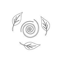 Abstract spiral and leaves vector illustration natural elements for design