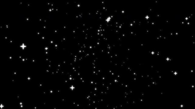 White sparkle stars animation, Twinkling Stars animation on transparent background, sparkling stars shine in galaxy space animation 4K