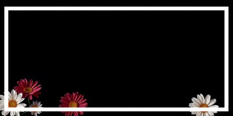 Clean white line frame border on black background,  pattern,  edge