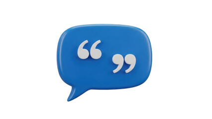Blue Speech Bubble with White Quotation Marks isolated on a transparent background quote dialogue
