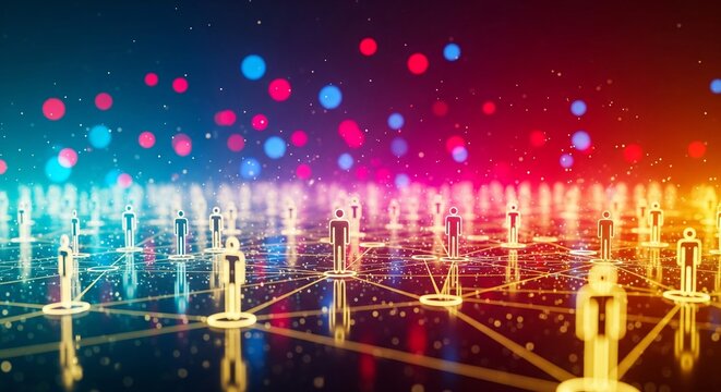 Vibrant network connections linking diverse professionals in modern digital landscape - Powered by Adobe