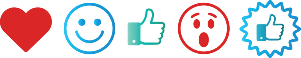 Set of social media reaction icons