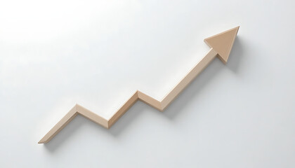 Beige 3 D zigzag arrow pointing up chart growth