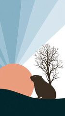 Groundhog seeing shadow ushering spring or continuing winter