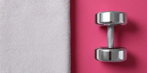 Dumbbell and towel symbolizing fitness workout