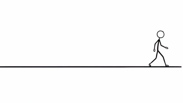 Stick Figure Walking Animation - Simple Character Movement on a Clean White Background.
