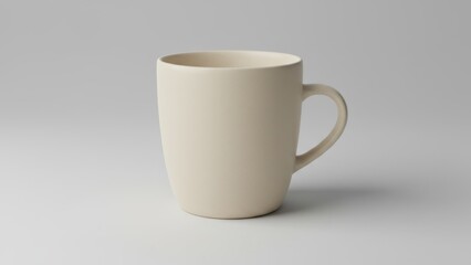 Obraz premium Minimalist Cream Ceramic Mug Studio Shot on Bright White Background Creating a Clean Aesthetic Look