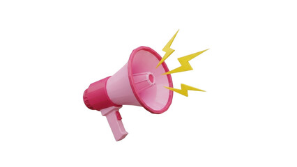 Pink Megaphone Emitting Yellow Lightning Bolts isolated on a transparent background