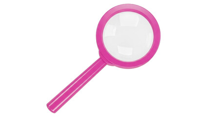 Pink Magnifying Glass with Clear Lens isolated on a transparent background tool investigation