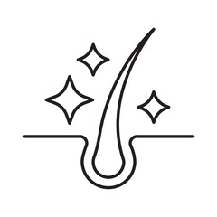 Shiny hair icon linear vector design sparkle strand dermatology symbol healthy gloss trichology beauty care outline illustration element