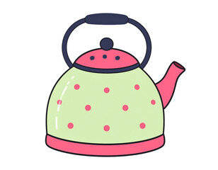 childish painting of color teapot isolated on transparent background