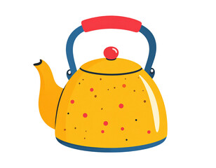 kettle on a white background, doodle cartoon illustration isolated on transparent background, png file