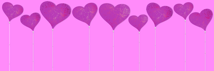 Festive banner with hearts for Valentine's Day.