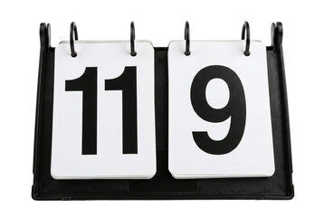 Manual scoreboard displaying the number eleven and nine