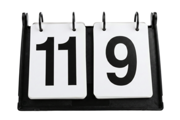 Manual scoreboard displaying the number eleven and nine