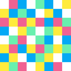 北欧風グリッドパターン（ビビットポップカラー）ー 北欧ビビットポップカラーの格子柄。デザインペーパー、マスキングテープ、マスキングシールブック、フレークシール、クリアファイル、手帳デコ素材、ノート表紙、ハンカチ、箸、マグカップ、皿、キッチンクロス、キッチン雑貨等に最適。