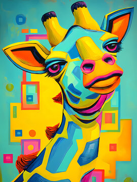 abstrakter bunter Kopf einer Giraffe