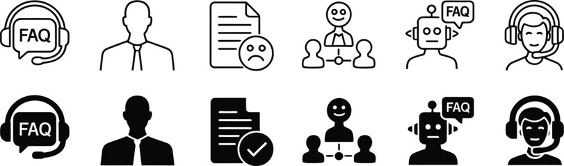 Collection of customer service and support icons