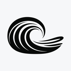 Black wave symbol on white background abstract vector illustration isolated on white background.