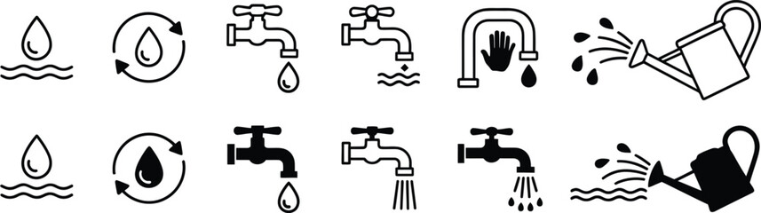 Water conservation icons and symbols