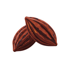 A simple and modern flat 2D vector of a Cacao, isolated on a pure white background.