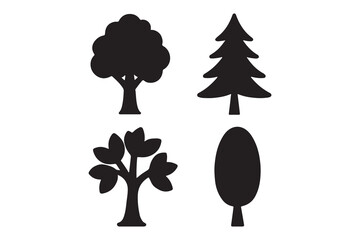 Diverse Stylized Black Tree Silhouettes Set