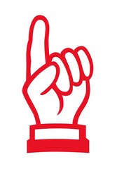 Red Hand with Index Finger Pointing Up