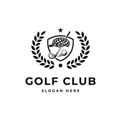 golf logo sport club vintage emblem vector design template