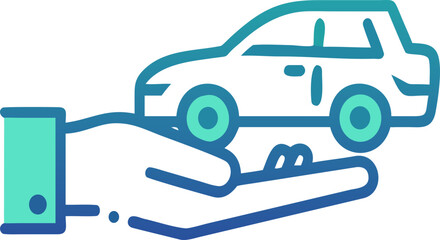 Car Insurance Assistance Vector Icon Showing Vehicle Protection, Roadside Support and Auto Safety Service Concept